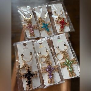 Gemstone Cross Bag Charm/Keychain